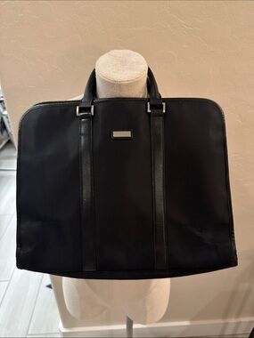 Burberry Black Men's Briefcase or Women’s Laptop Case with Silver Hardware